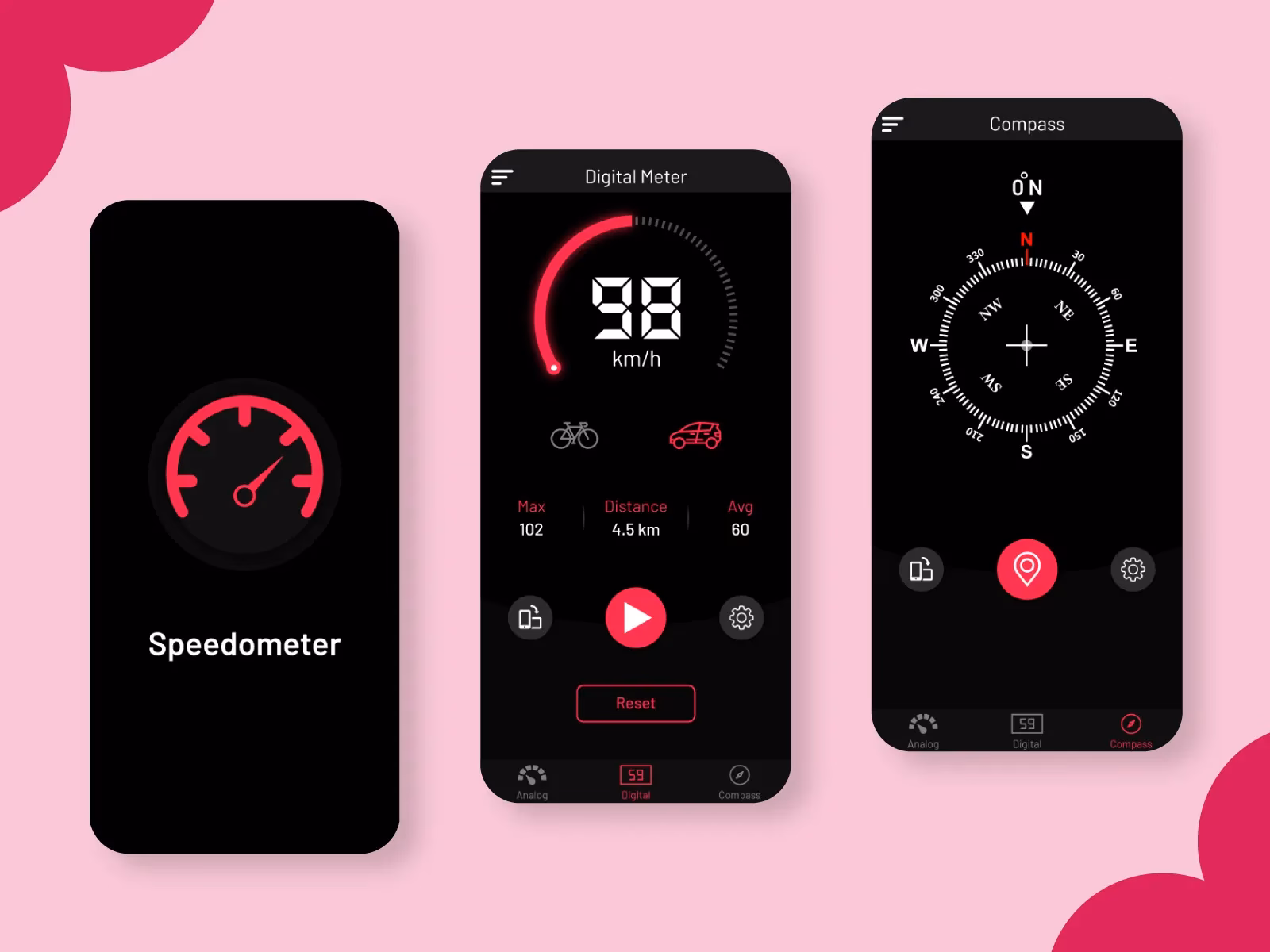 What are the features of the speedometer app?