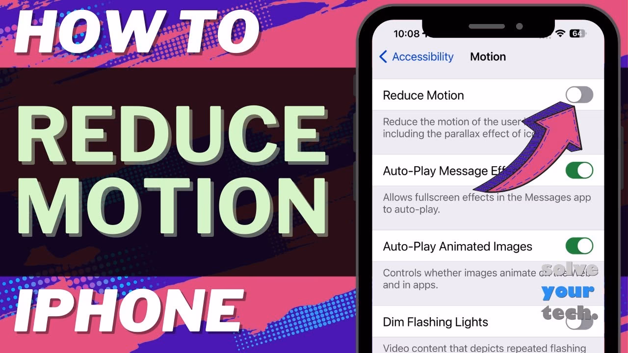 How does the reduce motion feature on iPhone affect visual experience?
