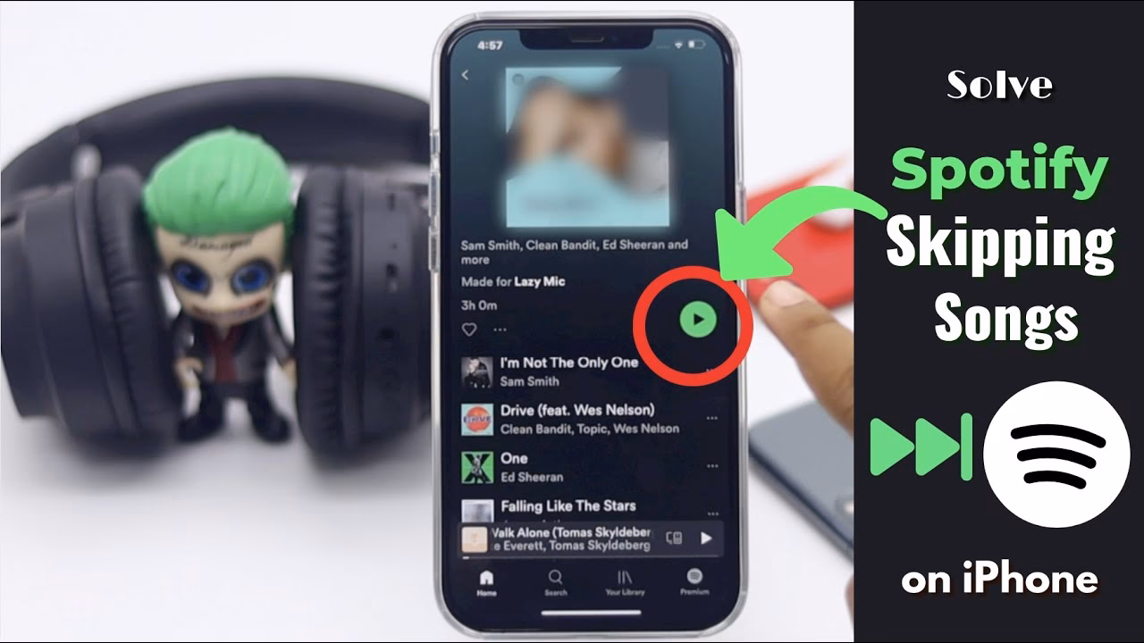 Why does Spotify skip songs after 1 second?