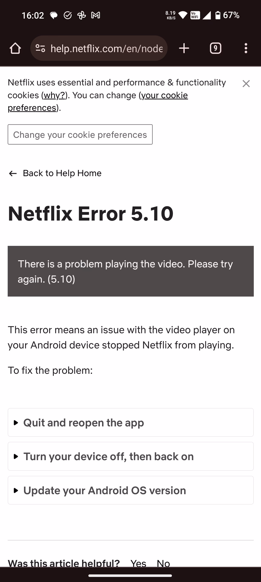 Why am I getting a Netflix error message?