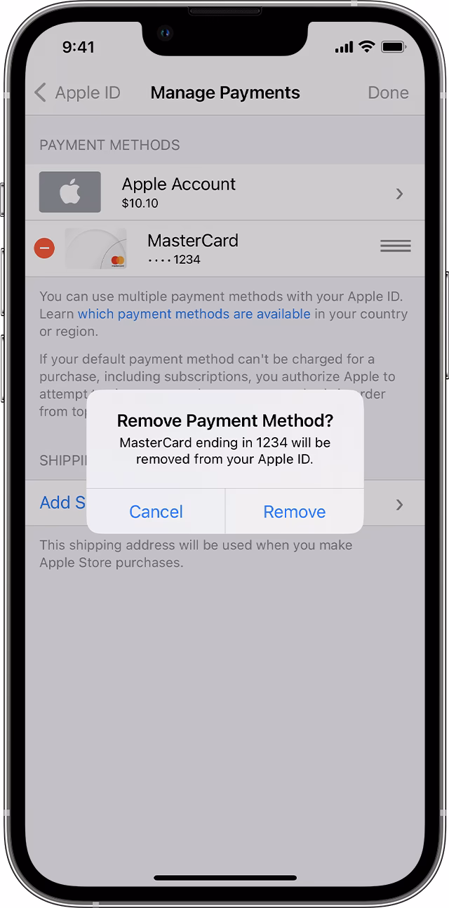 How do I re-add a payment method to my Apple account?
