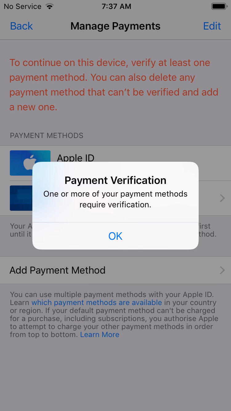 Why is Apple asking for payment verification on App Store?
