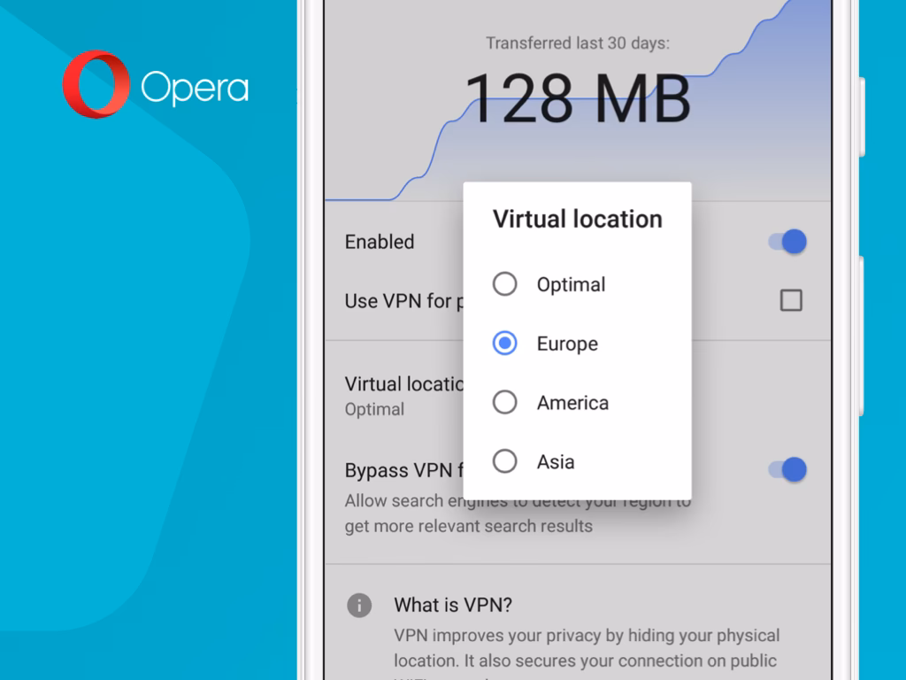 How do I use a VPN in Opera browser?