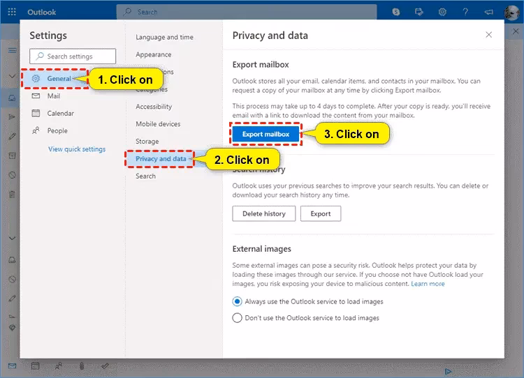How do I download an email using the web version?