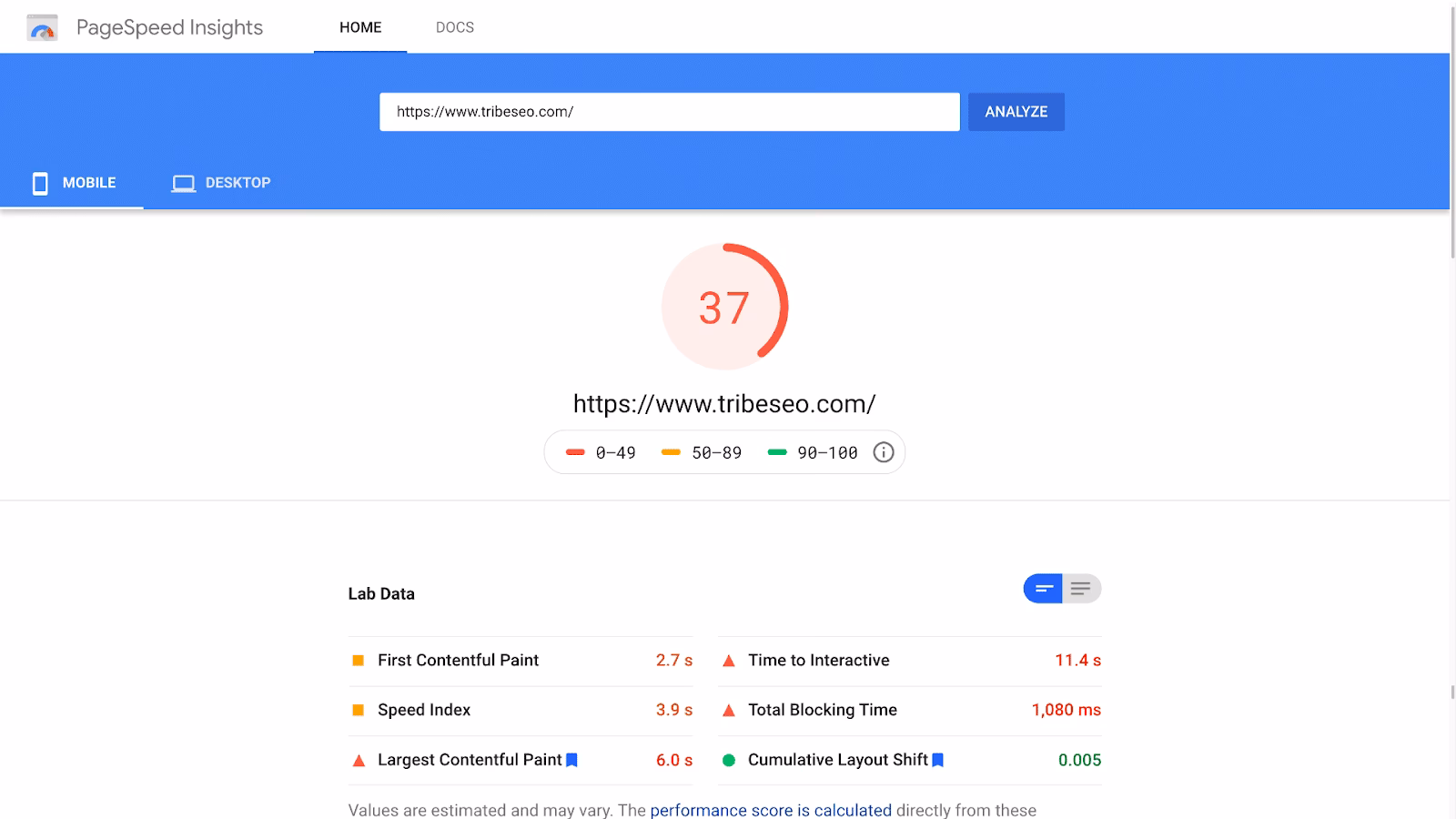 How do I run a Google PageSpeed Insights test?