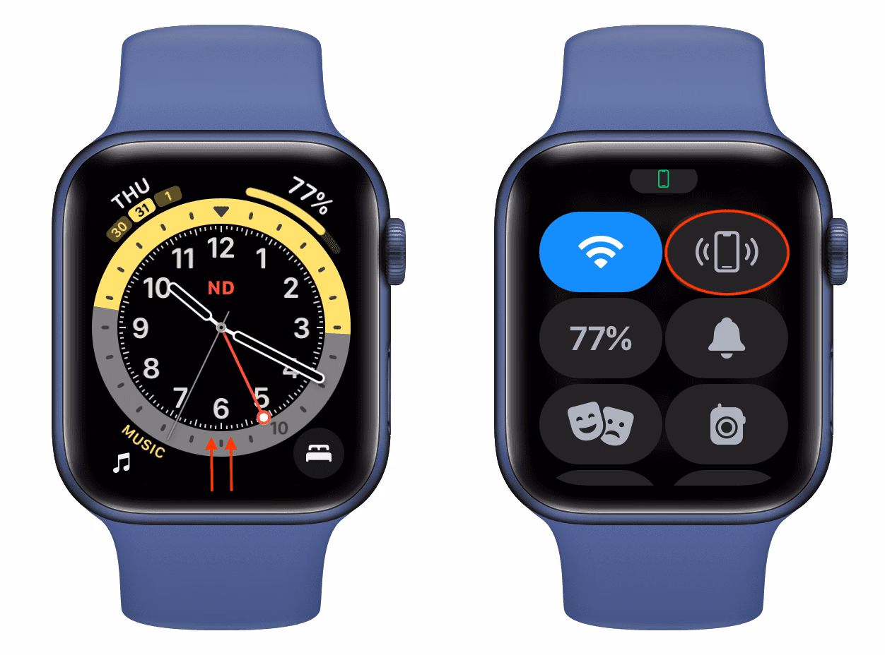 How do I ring a flashlight on my Apple Watch?