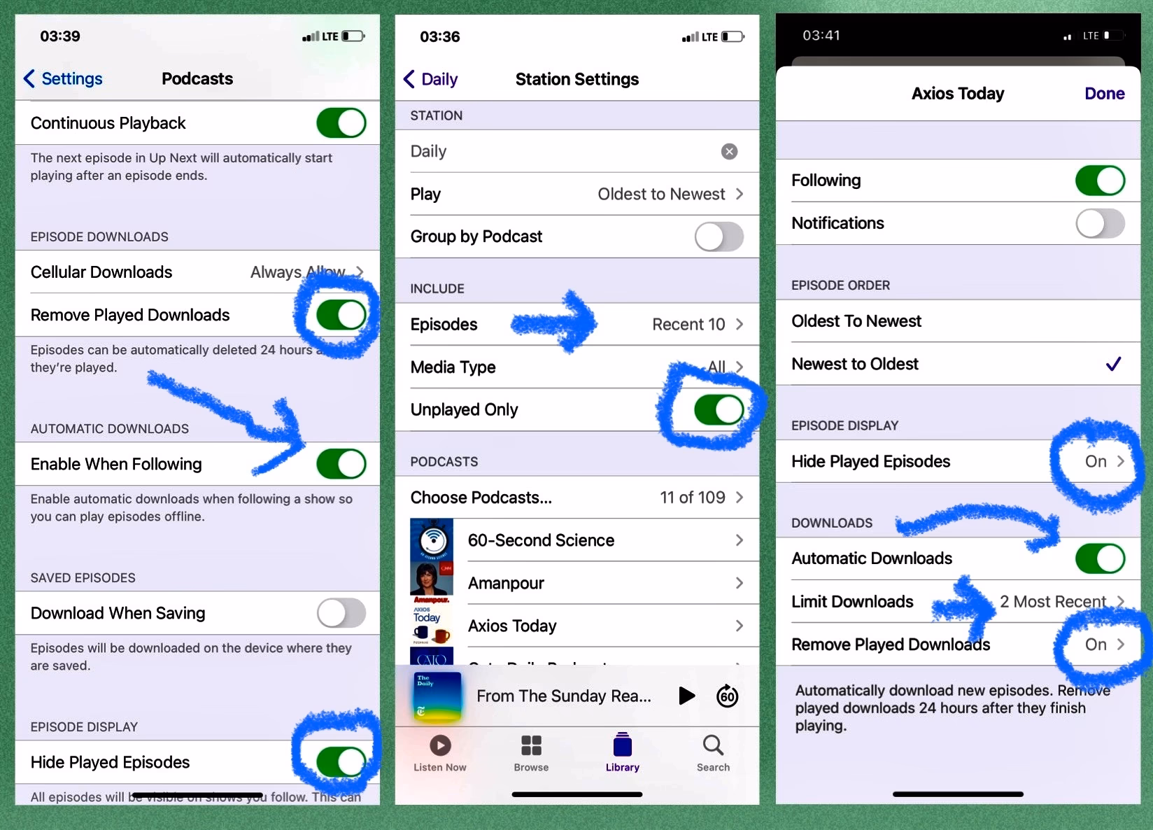 How do I stop Apple Podcasts from downloading?