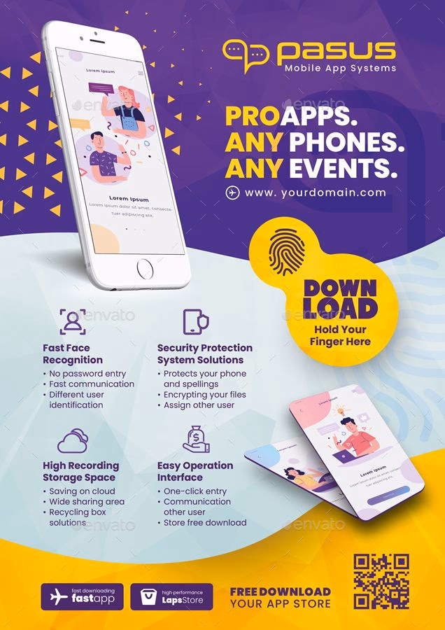 Are there free mobile app poster templates PSD or ai files?