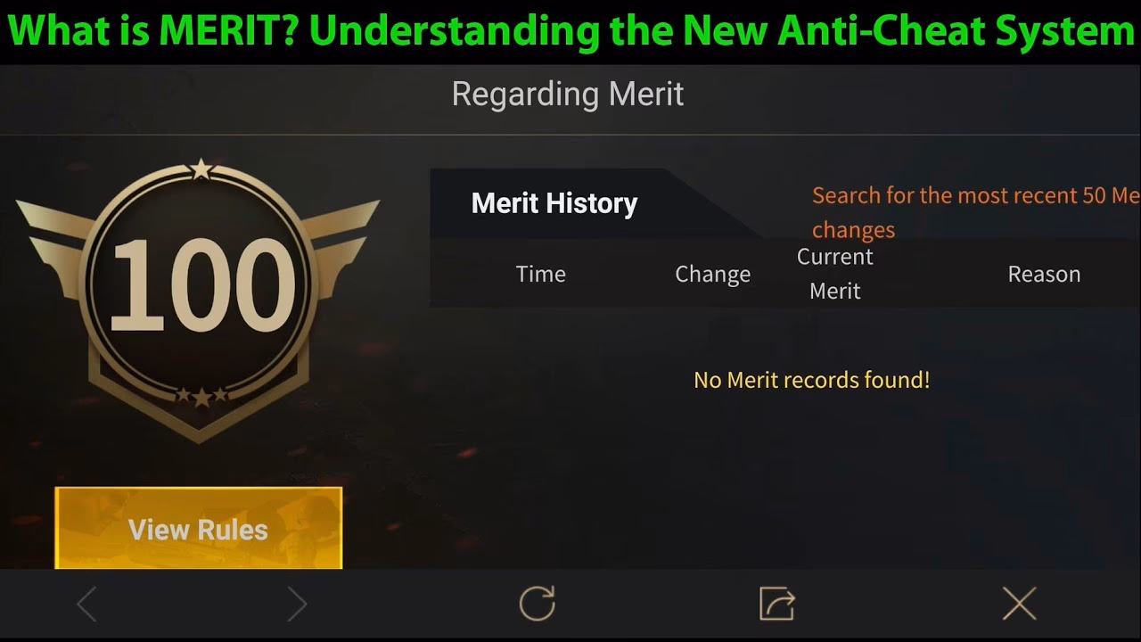 How does PUBG Mobile measure a player's Merit?