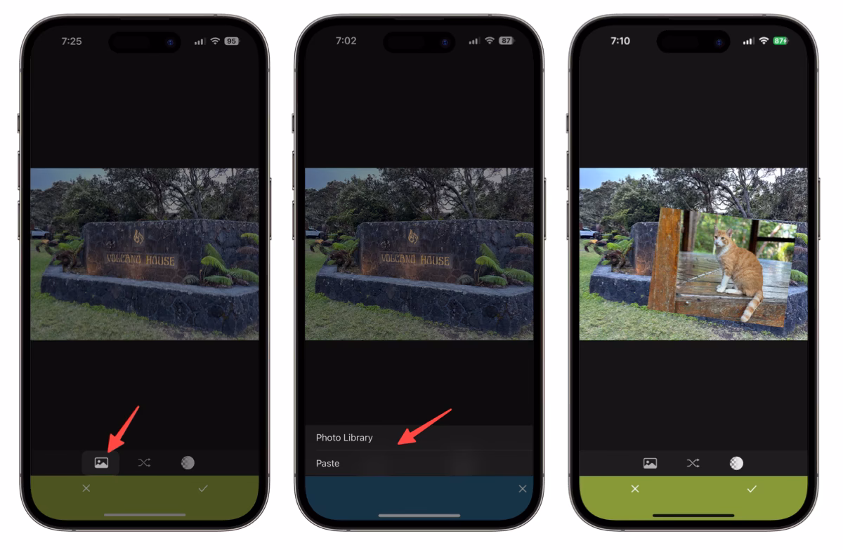 How to put two photos on top of each other on iPhone?