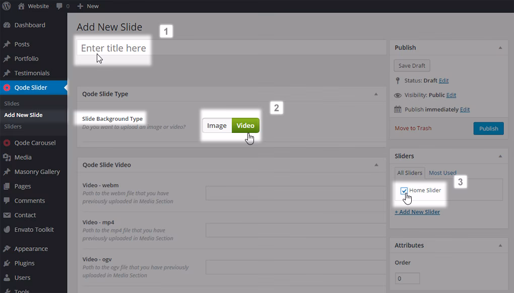 How do I set a Qode slider for Advanced responsiveness?