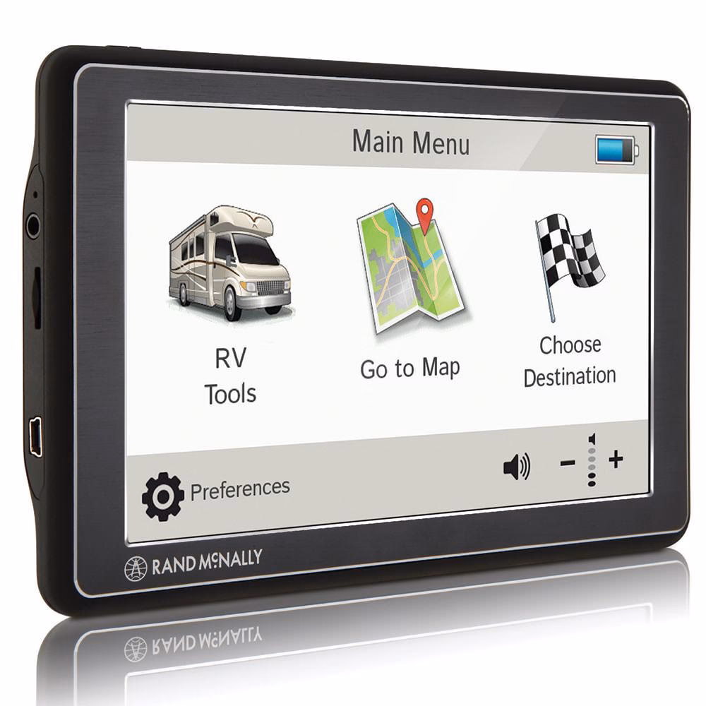 What size screen does the Rand McNally RV GPS navigation come with?
