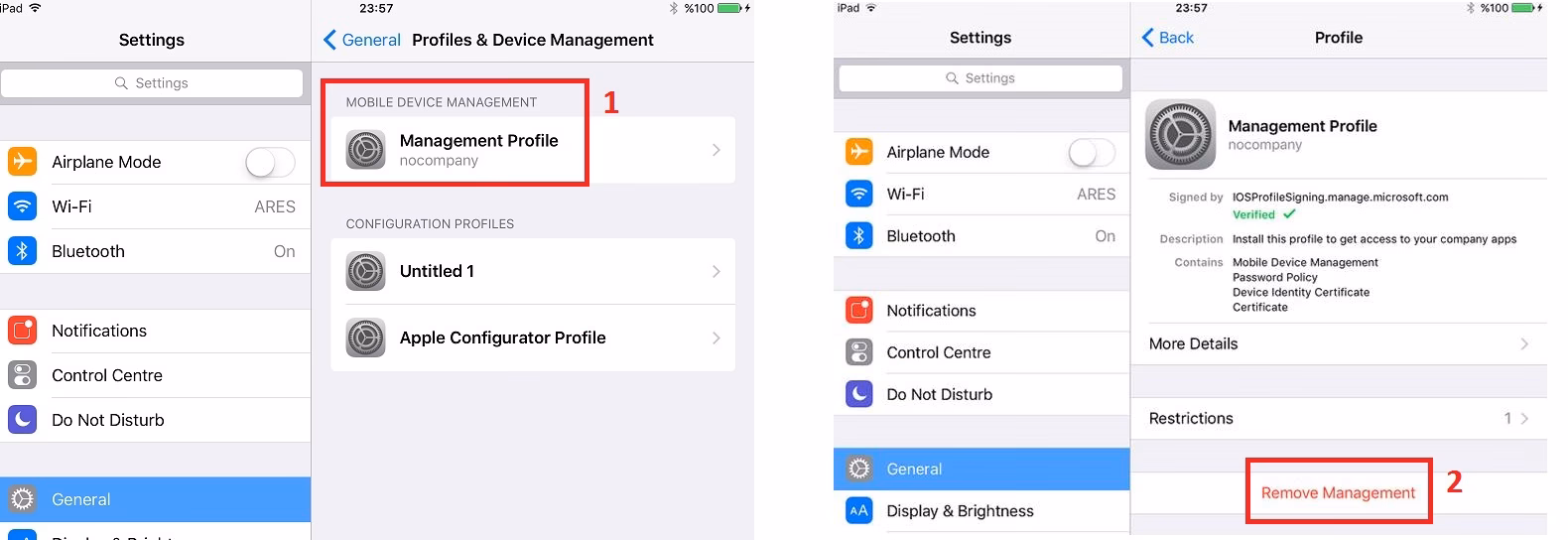 How do I remove a profile from my iPhone?