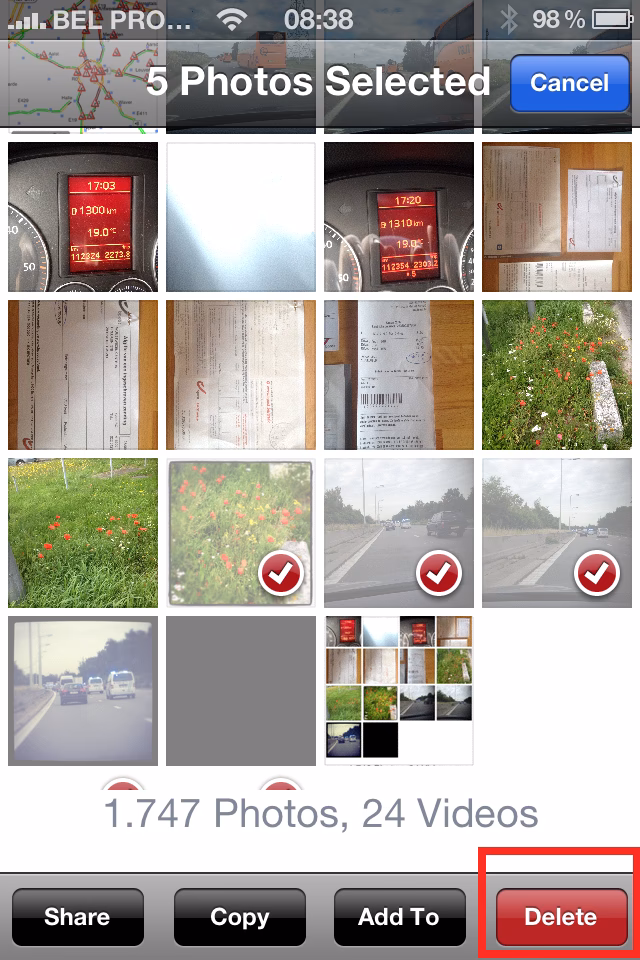 How do I delete photos from my Photos app?