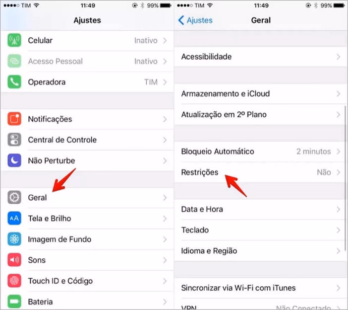 Como desativar a senha de restrição de conteúdo e privacidade no iPhone?