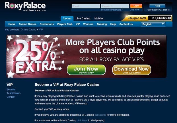 What games are offered at Roxy Palace Casino?