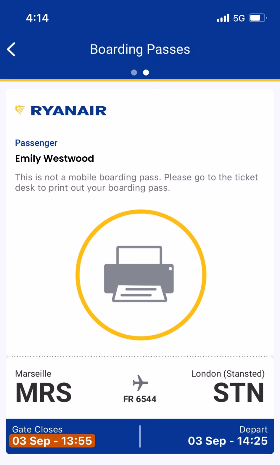 Does Ryanair charge a fine if you don't have a boarding pass?