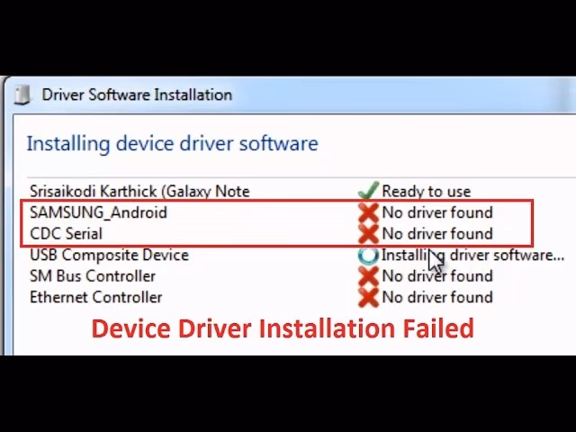 How to update Samsung mobile USB CDC composite device driver?