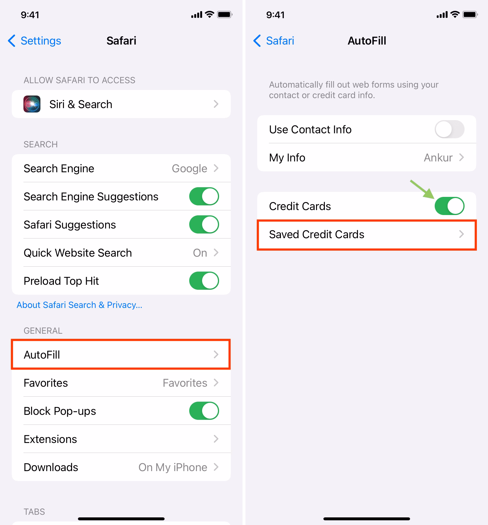 How to view and delete credit card information on iPhone?