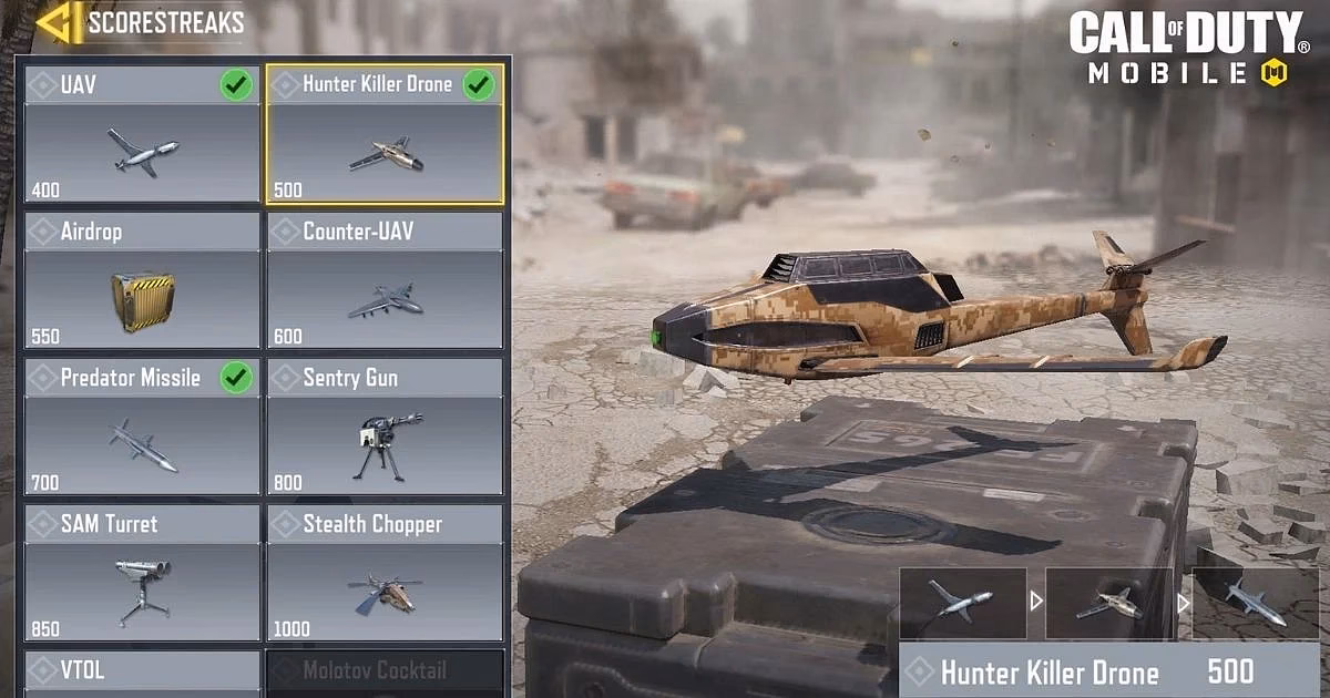 How do I equip Scorestreaks in Call of Duty Mobile?