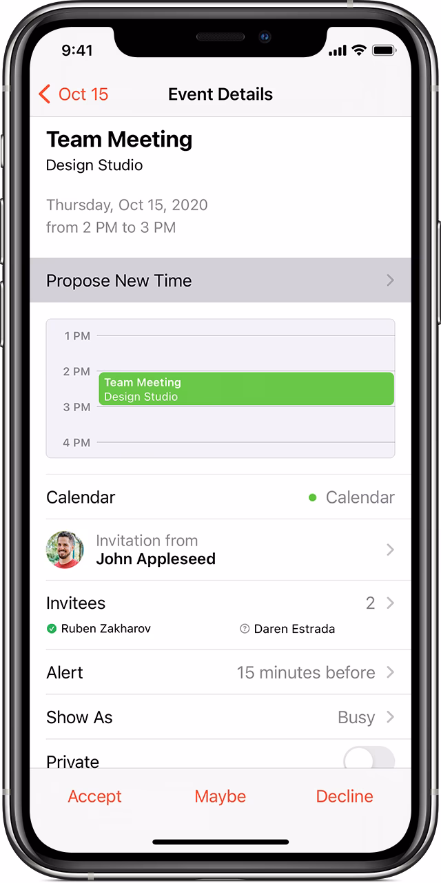 How to share a calendar event with others from iPhone?