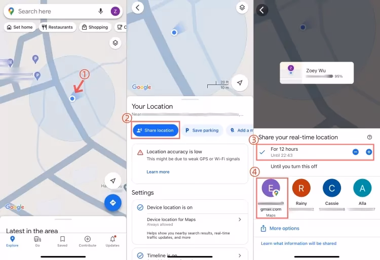 How do I set up location sharing on Google Maps on Android?