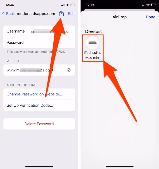 Can you send passwords via airdrop?