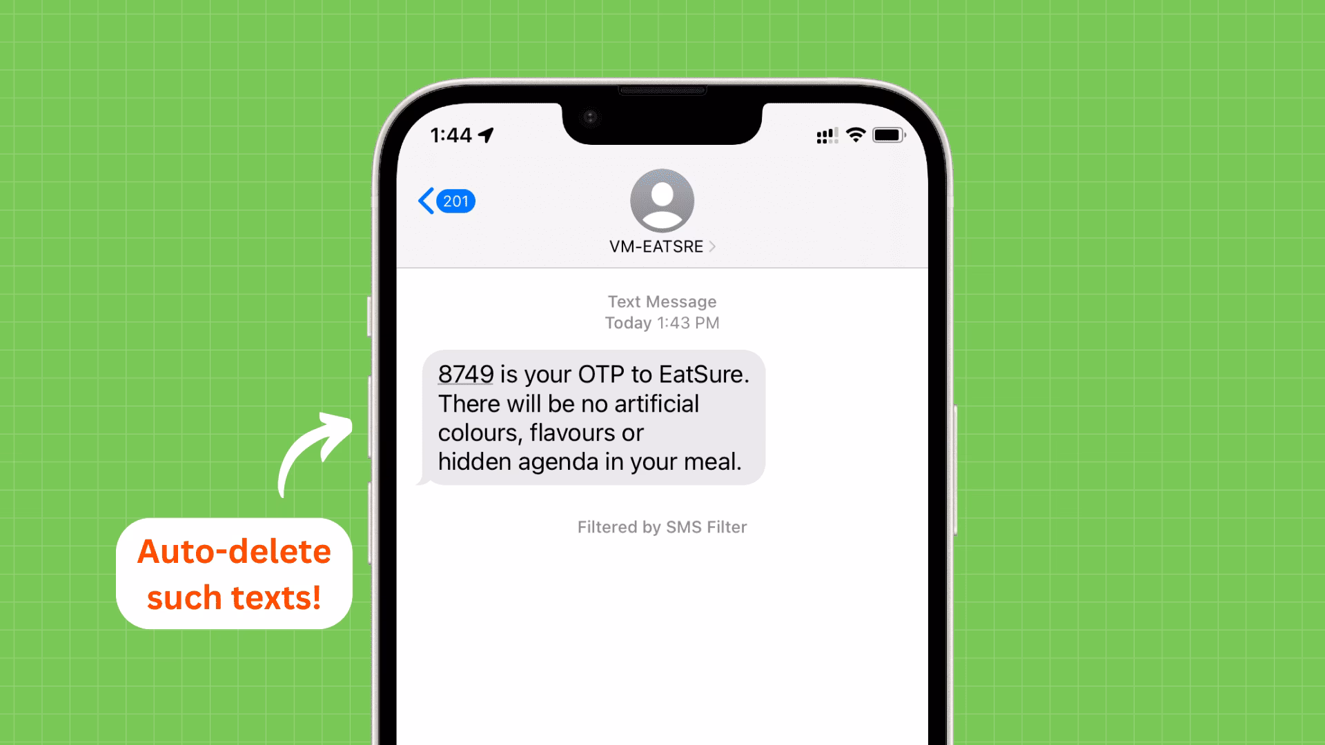 How to enter a passcode directly from the SMS notification?