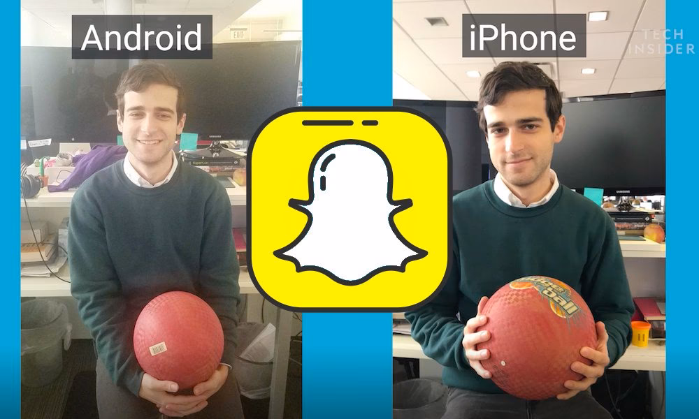 Why is Snapchat's photo quality different between iPhones and Android devices?