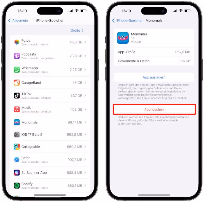 Wie viel Speicher kann ich auf meinem iPhone sichern?