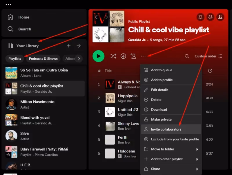 How do I create a collaborative Spotify playlist?