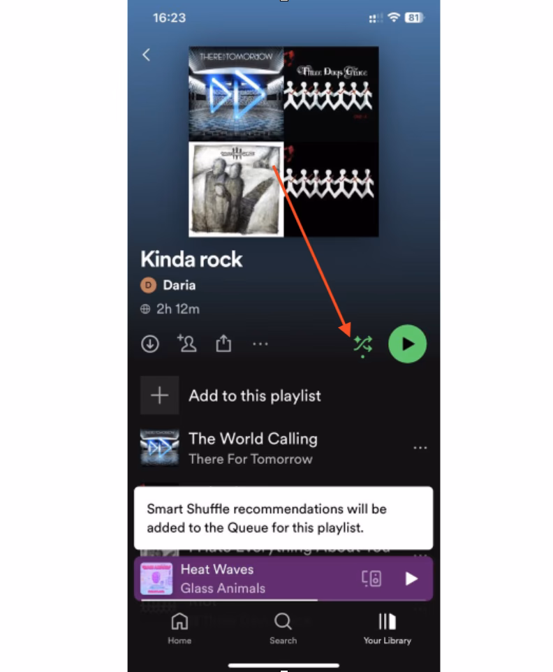 How do I shuffle songs on Spotify?