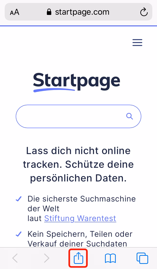 Wie ändere ich die Suchmaschine zu Startpage?
