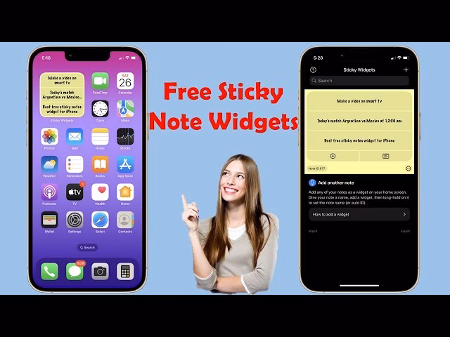 How do I put a sticky note on my home screen?