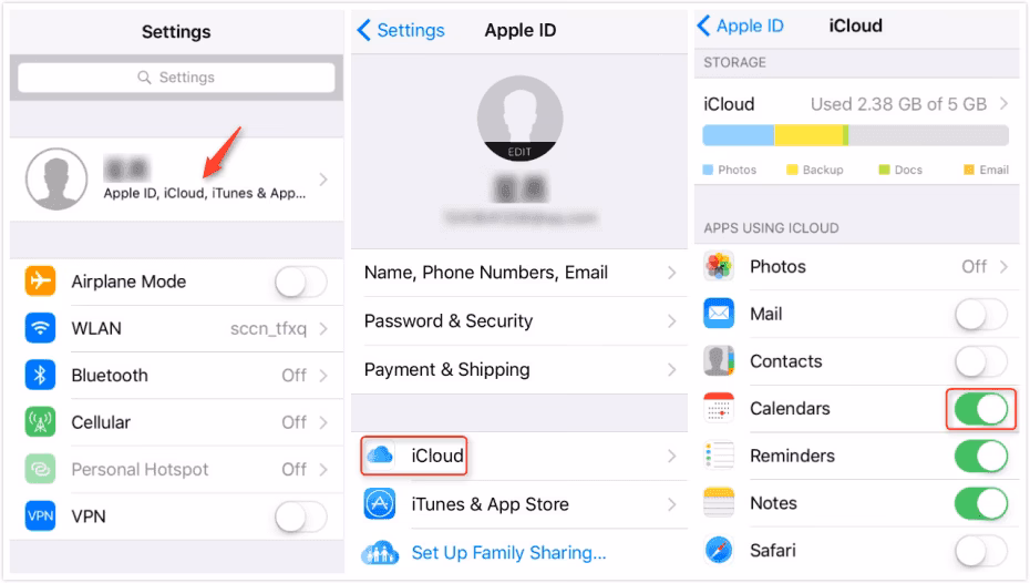 How do I synchronize my iCloud calendar?