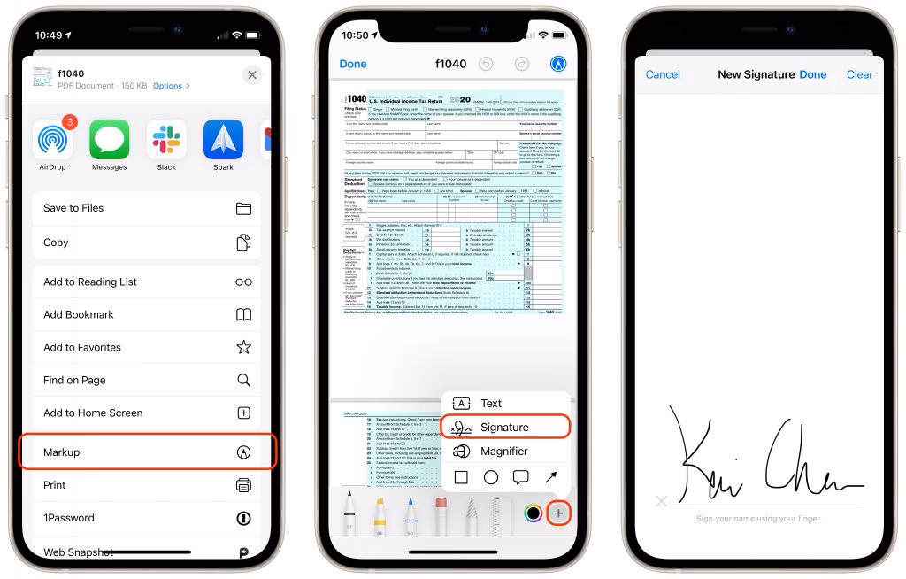 Can iPhone signatures sync between devices?