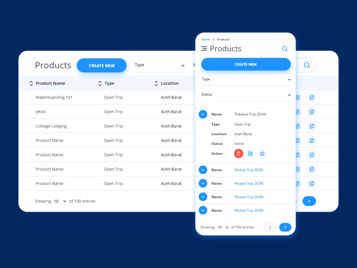 What is table UI design for mobile?