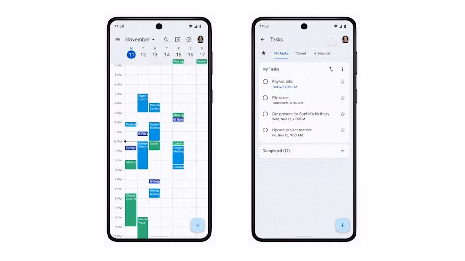 How do I view my Google Calendar tasks and reminders?