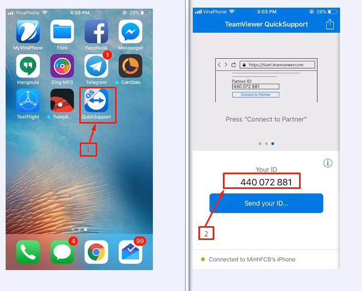 Does TeamViewer QuickSupport work on iOS 13?