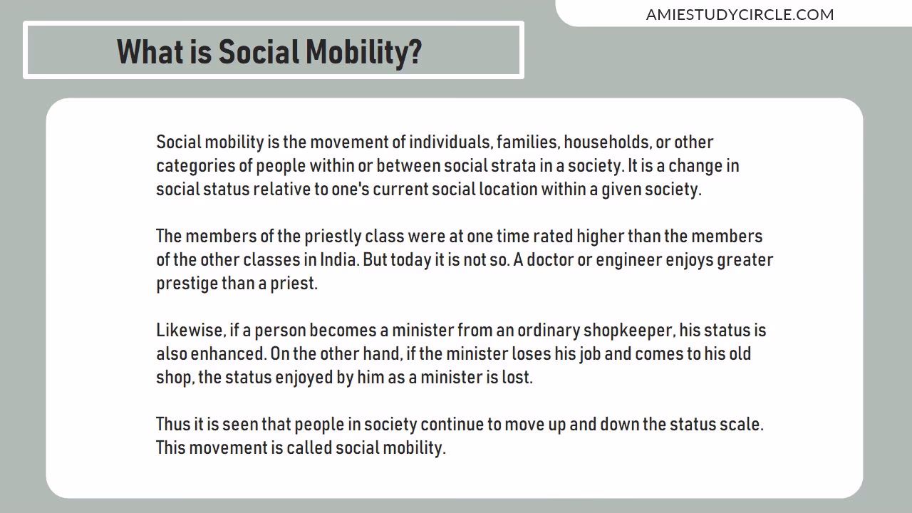 What is social mobility in sociology?