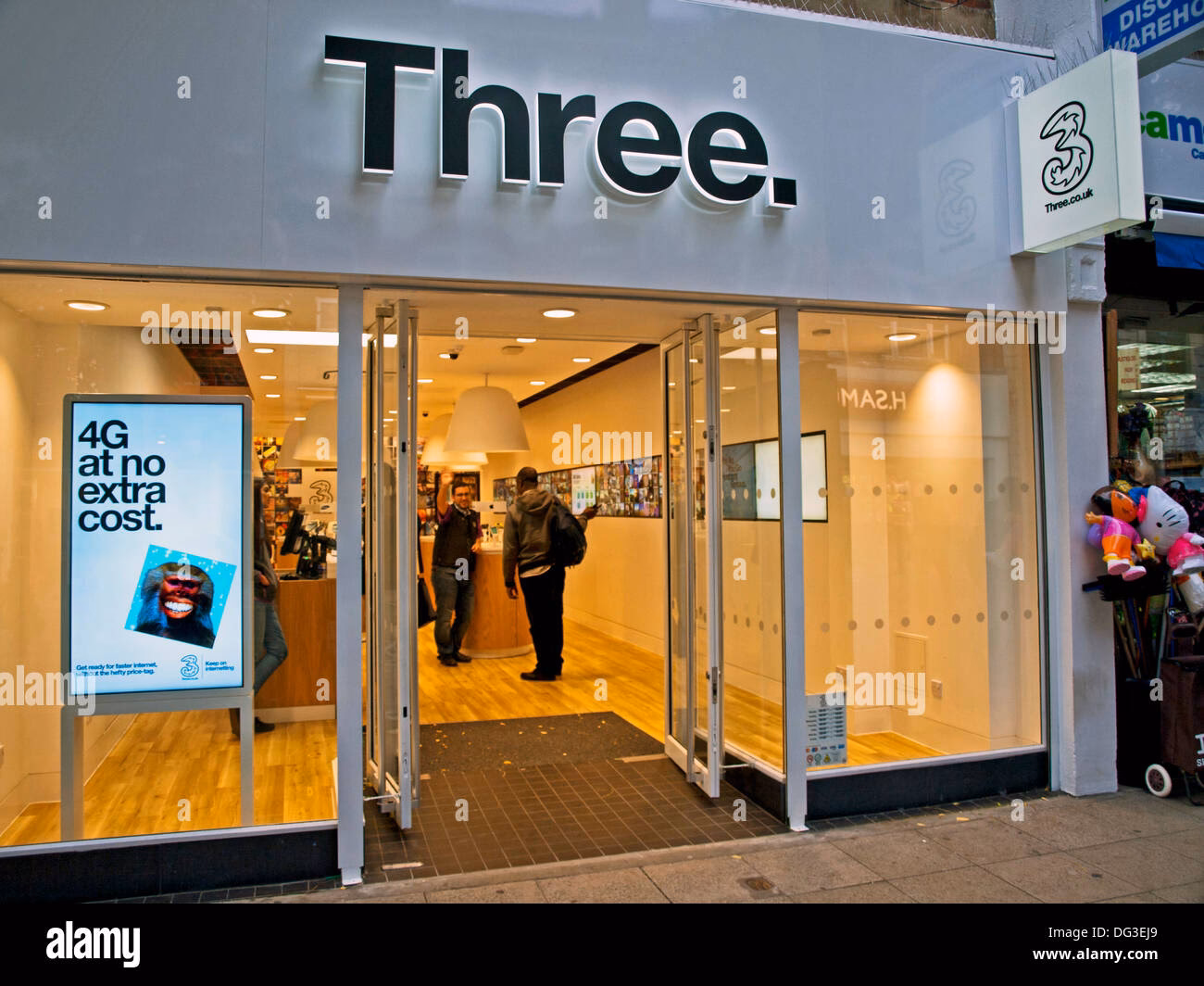 Where are three's stores located?