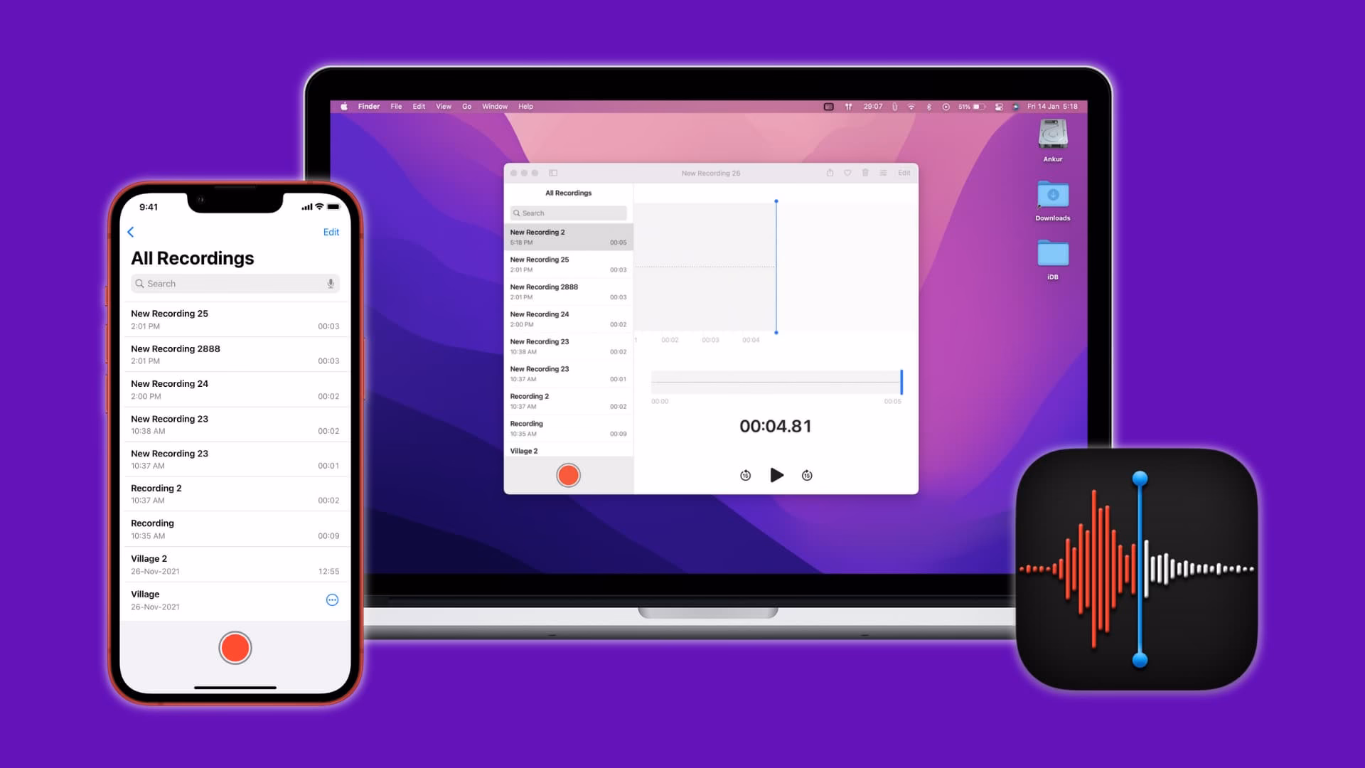 How do I sync a voice memo to my iPhone?