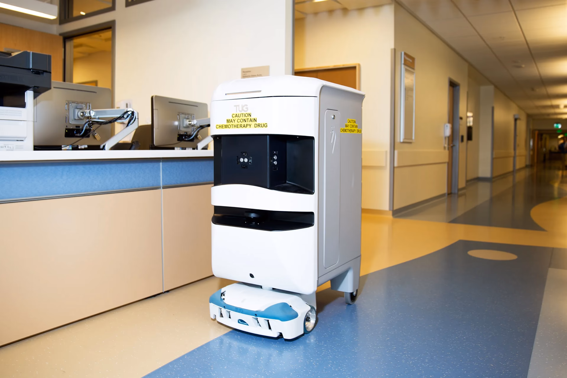 How can autonomous tug robots improve healthcare logistics?