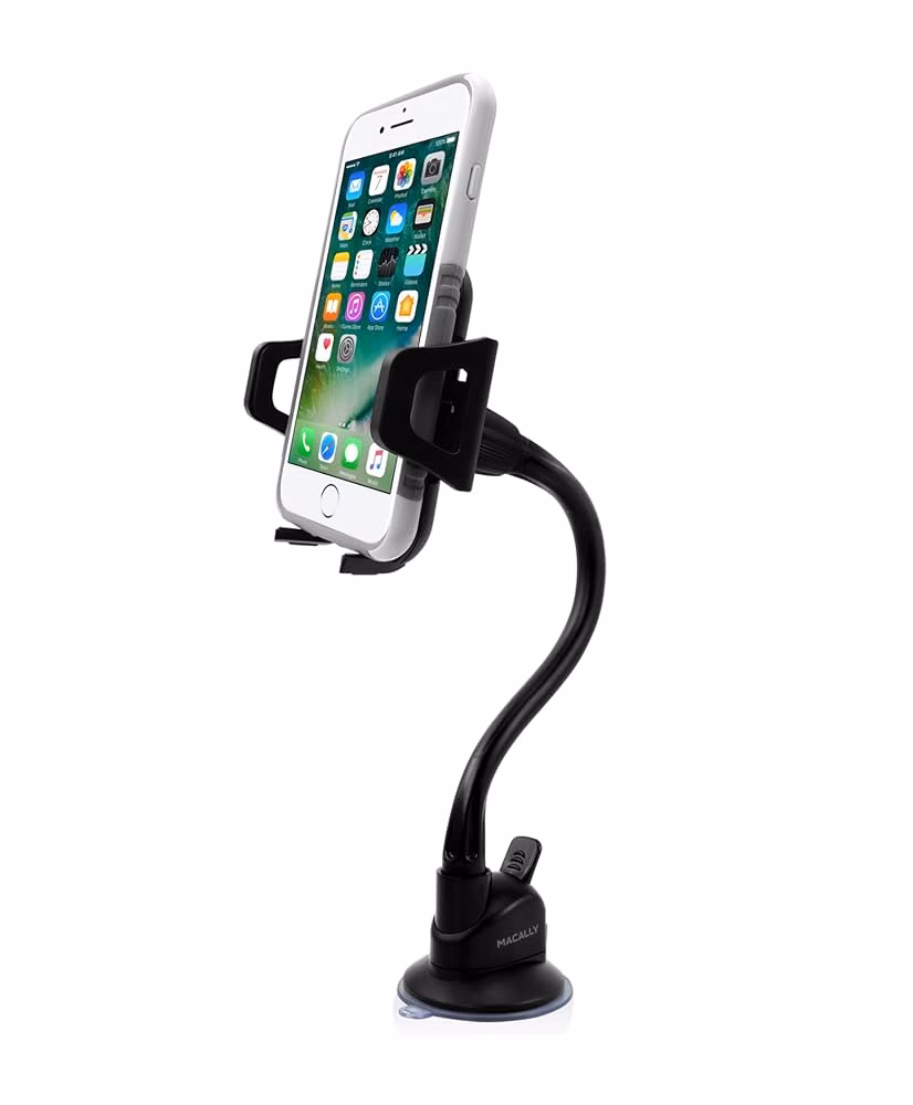 How does a suction mounted mobile phone holder work?