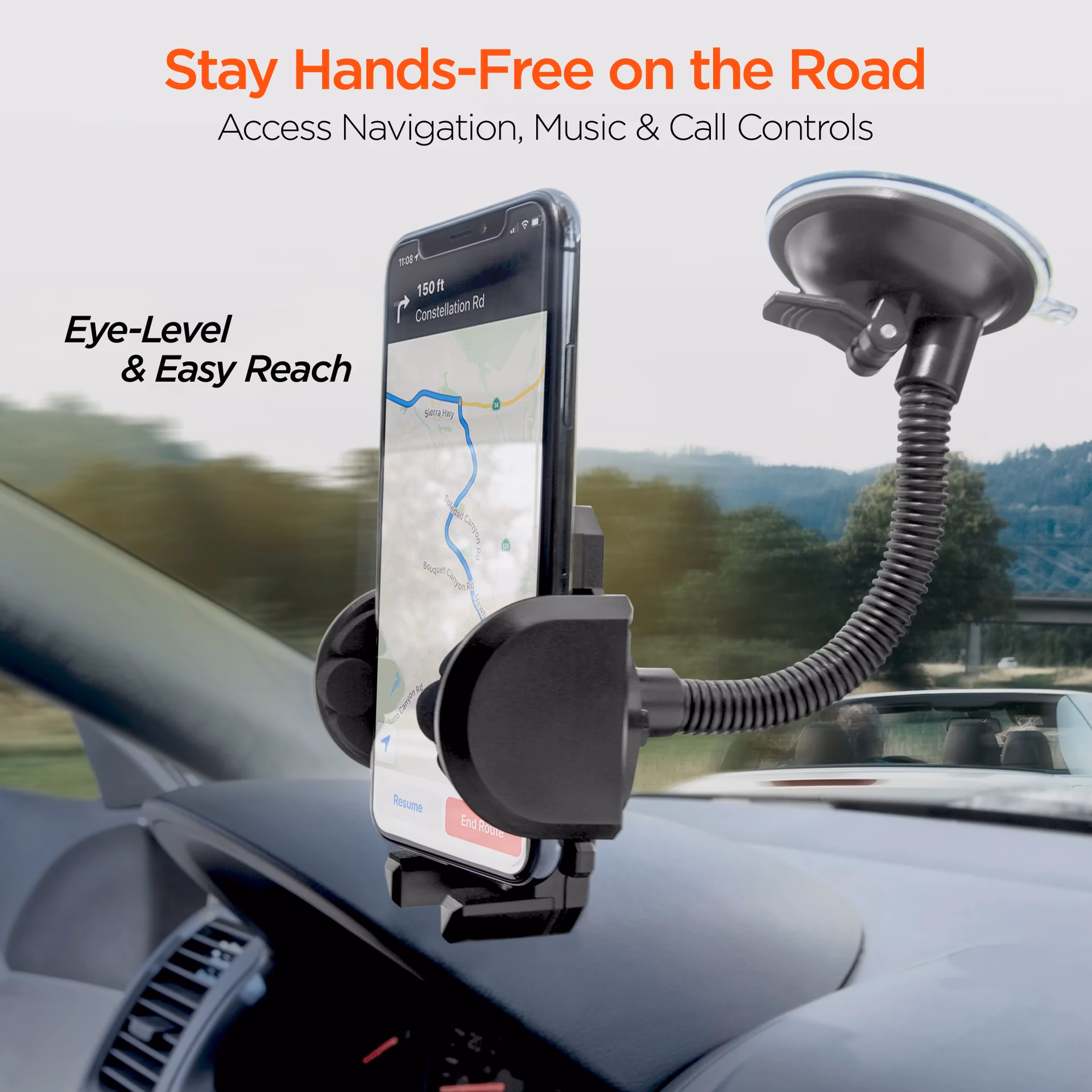 How does the universal CAR Mount phone holder work?