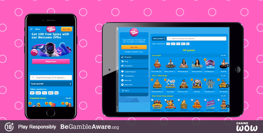 Does Vera John's mobile casino offer free spins?