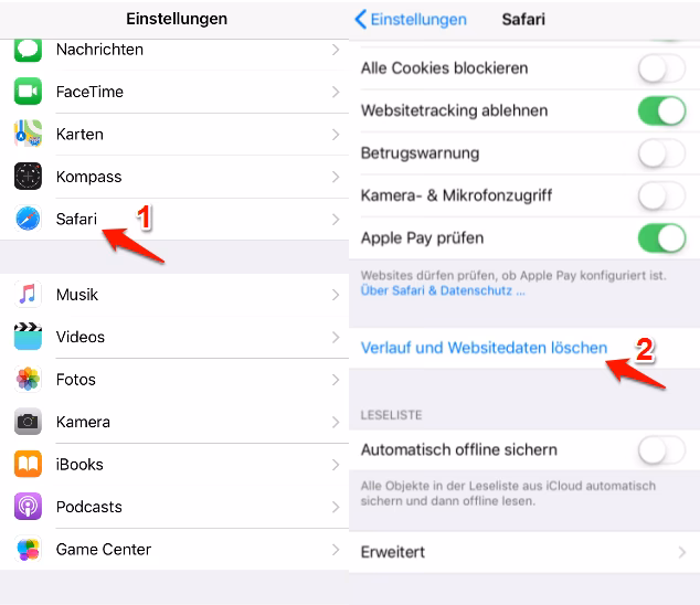Was sind die Fehlermeldungen für Mein iPhone?