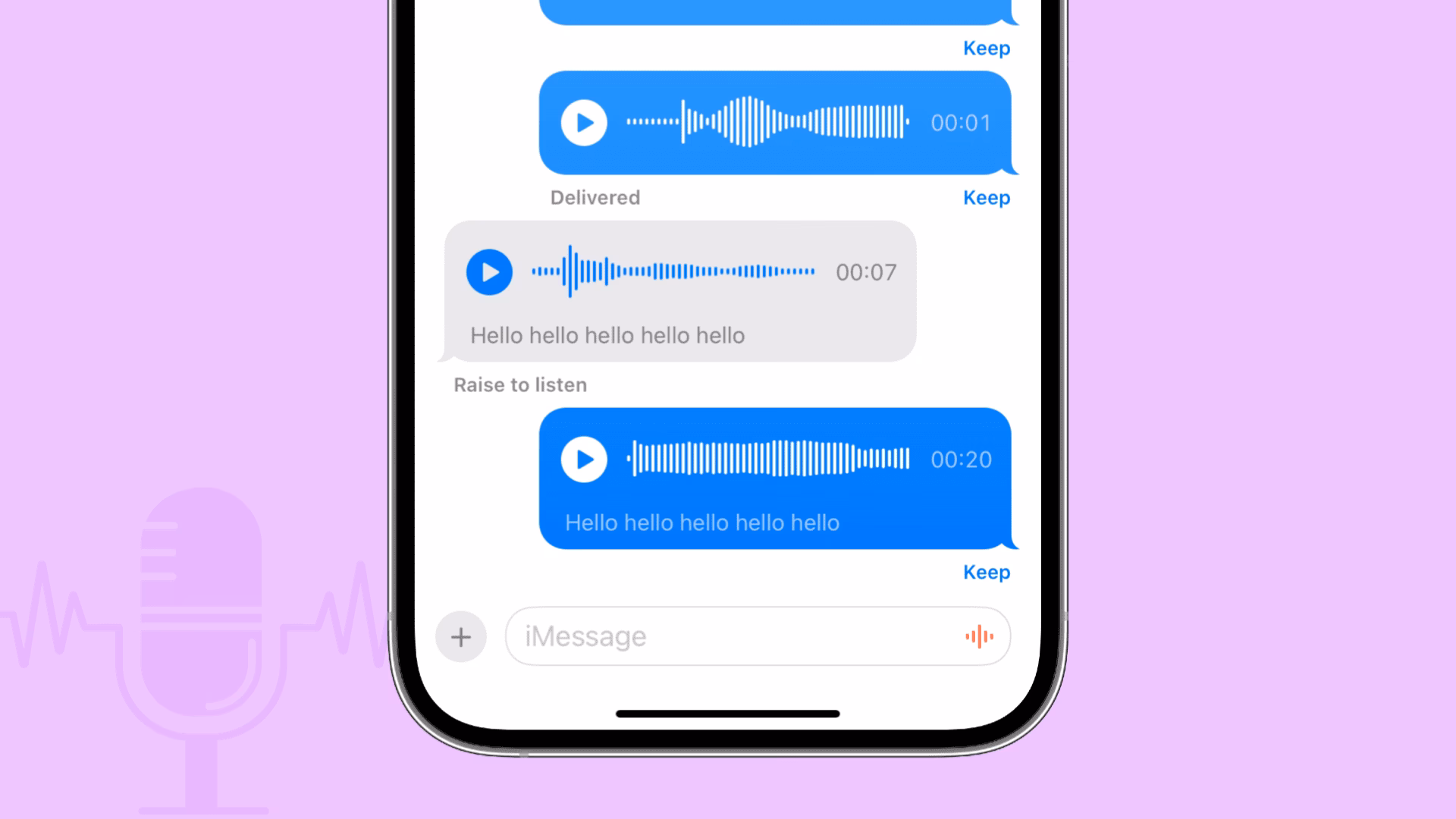 How do I send a voice message on iOS 16?