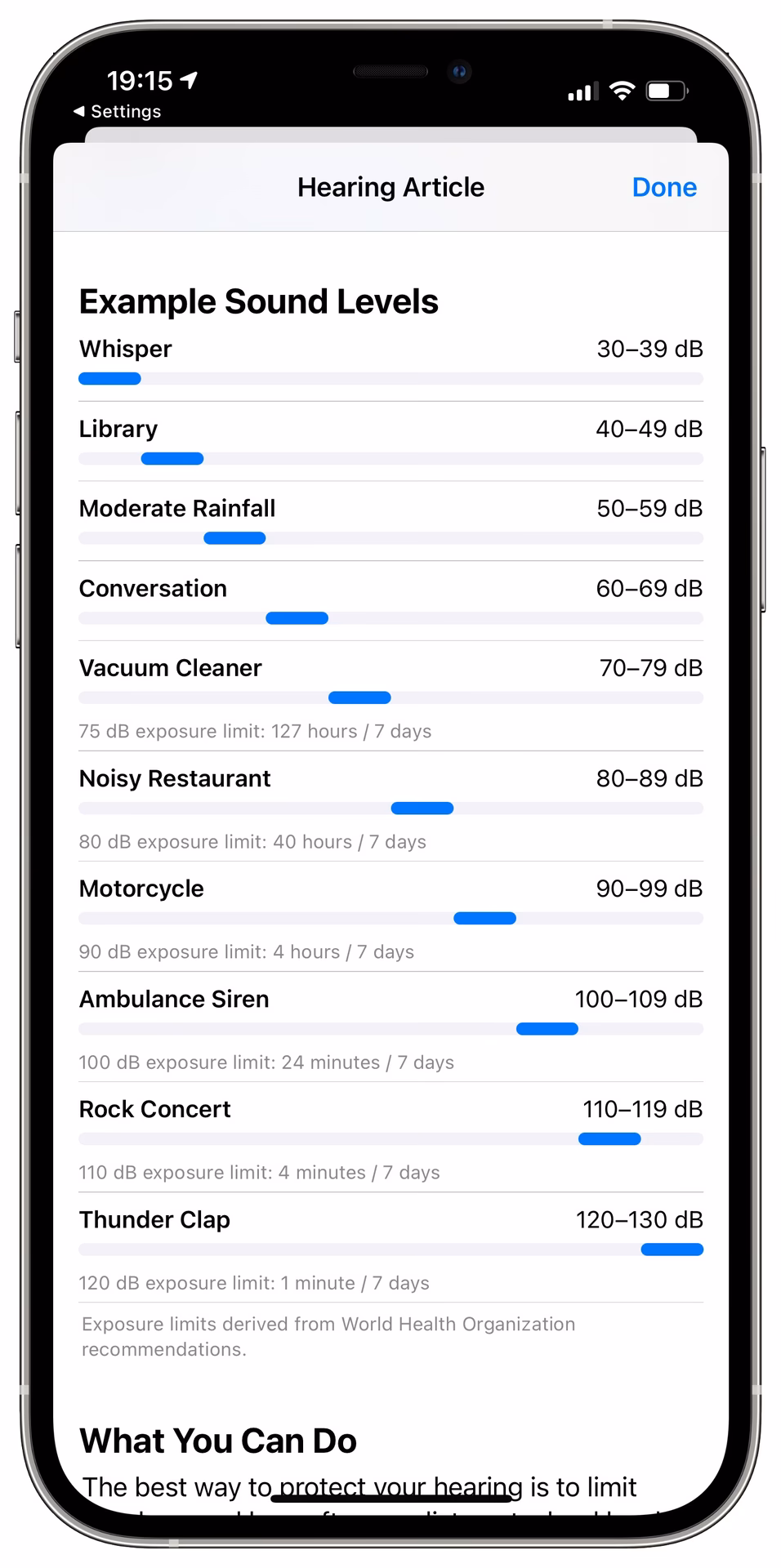 What is a good decibel level for a smartphone?