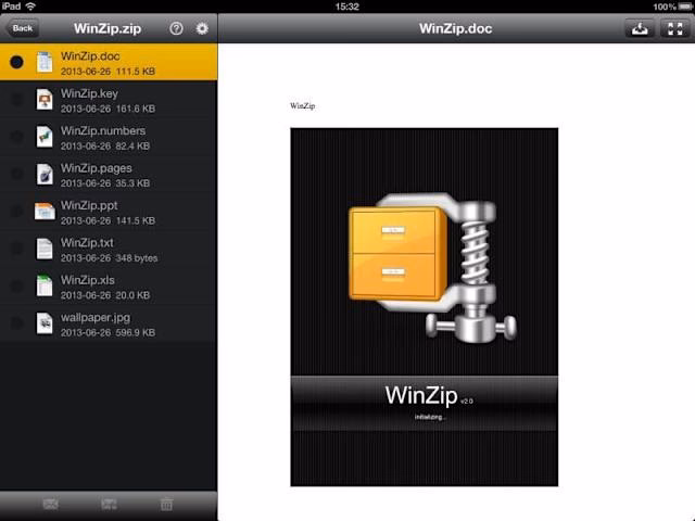What files can I open with WinZip?